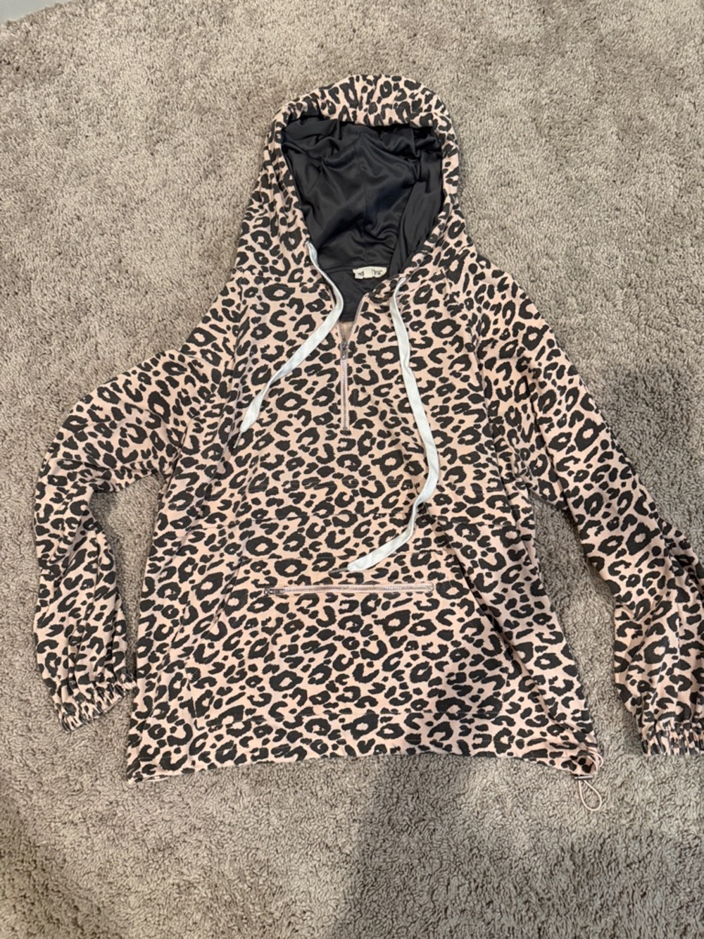 Main Strip Pink and Black Leopard Print Hoodie Sweatshirt